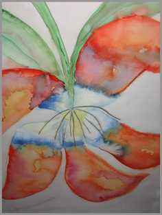 042 Stor �ben tulipan - Akvarel p� papir 76 x 46 cm - Alettes Maleri (akvarel og akryl)