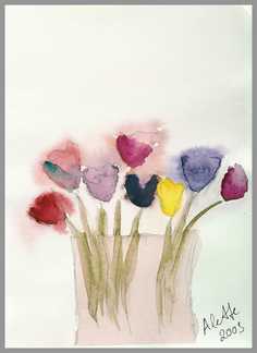 073 �stetik - Akvarel p� papir 24 x 18 cm - Alettes Maleri (akvarel og akryl)