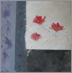076 Brun baggrund - Akryl p� l�rred 50 x 50 cm - Alettes Maleri (akvarel og akryl)