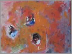 077 Orange billede - Akryl p� l�rred 30 x 40 cm - Alettes Maleri (akvarel og akryl)