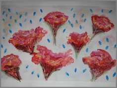 084 Bl� balloner - Akvarel p� papir 70 x 97 cm - Alettes Maleri (akvarel og akryl)