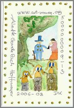 094 Art money 2006-008 - Akvarel p� papir 18 x 12 cm - Alettes Maleri (akvarel og akryl)