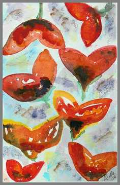 127 Frugthegnet - Akvarel p� papir 21 x 30 cm - Alettes Maleri (akvarel og akryl)