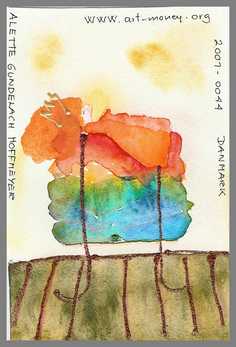 138 Art money 2007-044 - Akvarel p� papir 18 x 12 cm - Alettes Maleri (akvarel og akryl)