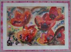 142 Dobbelt ramme - Akvarel p� papir 29 x 39 cm - Alettes Maleri (akvarel og akryl)