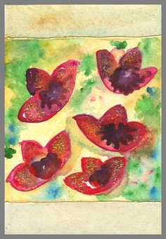 170 Art money 2007-008  - Akvarel p� papir 18 x 12 cm - Alettes Maleri (akvarel og akryl)