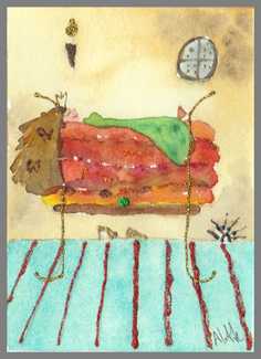 196 Prinsesse - Akvarel p� papir 18 x 13 cm - Alettes Maleri (akvarel og akryl)