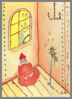 198 Nattergal - Akvarel p� papir 18 x 13 cm - Alettes Maleri (akvarel og akryl)