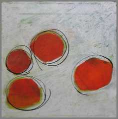 203 Orange - Akryl p� l�rred 30 x 30 cm - Alettes Maleri (akvarel og akryl)