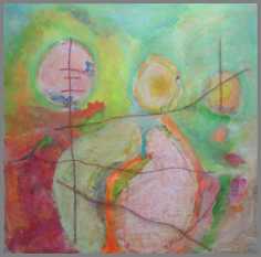 204 Retning - Akryl p� l�rred 50 x 50 cm - Alettes Maleri (akvarel og akryl)