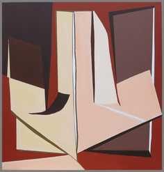 282 Komposition i r�dt frit efter Richard Mortensen - Akryl p� l�rred 80 x 80 cm - Alettes Maleri (akvarel og akryl)